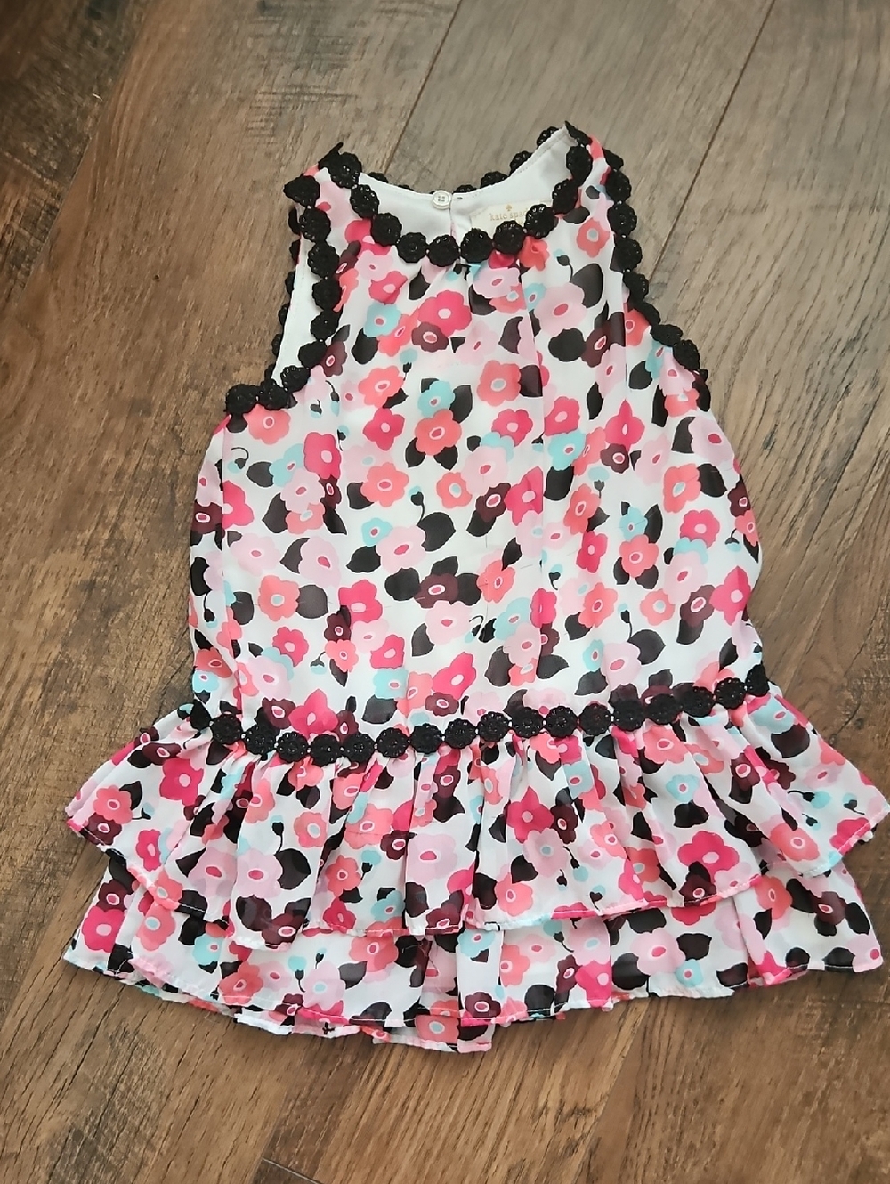 kate spade White Top with Black Lace Trim